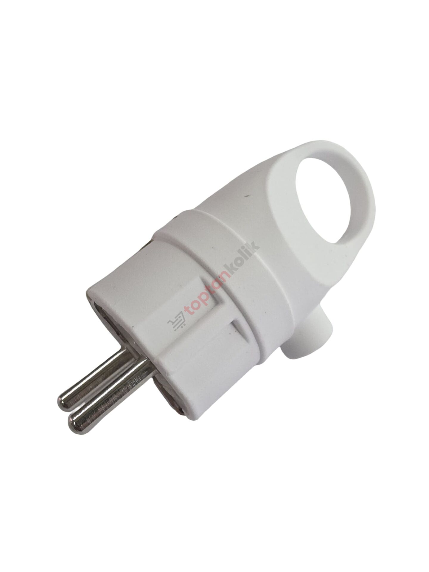 Kulplu Topraklı Erkek Fiş - Beyaz