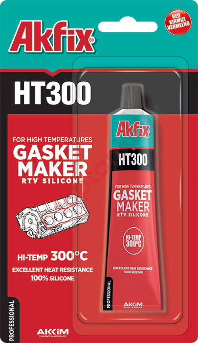 Akfix Ht300 Yüksek Isı Silikonu Sıvı Conta 50ml Tüp Kırmızı