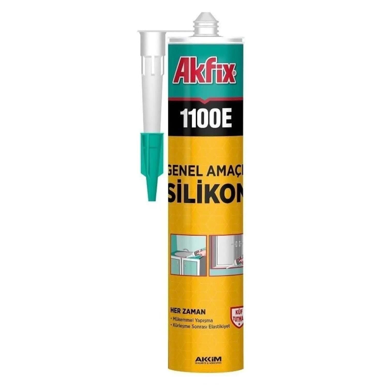 Akfix 1100E Silikon 280 gr Beyaz Genel Amaçlı Silikon