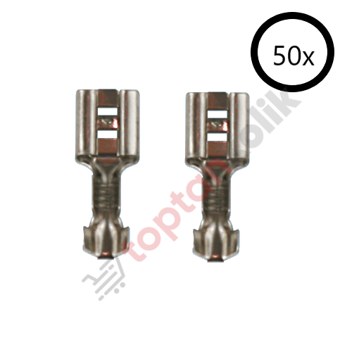 Geçmeli Dişi Terminal 6.3mm 50 Adet (Krom)